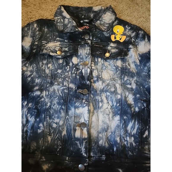 Members Only Looney Tunes Tweety/Bugs Bunny Denim Jean Jacket Blue Size Large - Picture 1 of 15
